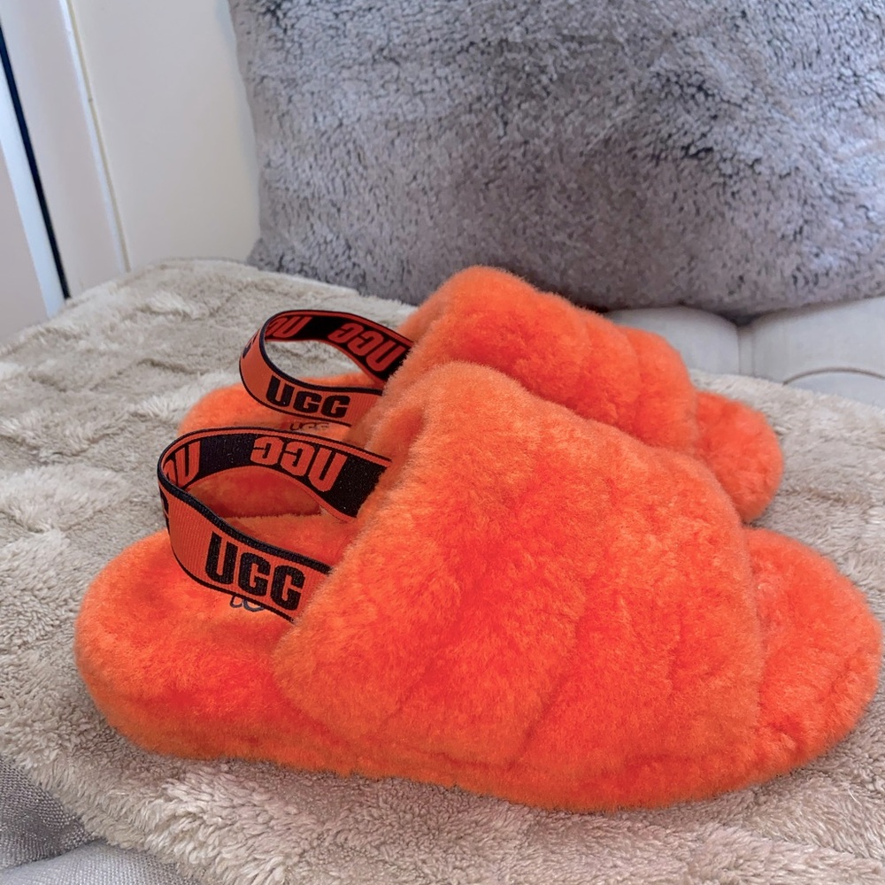 UGG Fluff Yeah Slippers Bright Orange Womens 8